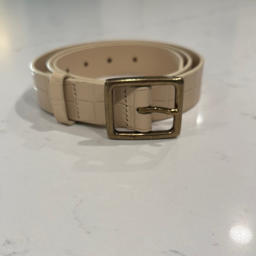 Anthropologie Cream Belt with Gold Accents